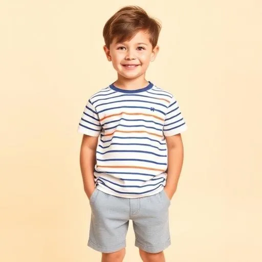 Comfortable kids striped tee and shorts